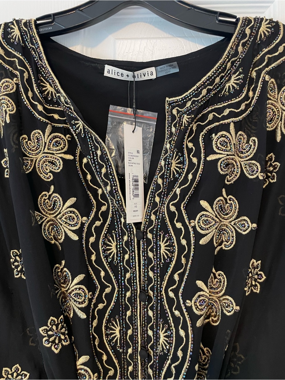 Alice + Olivia Black Tunic with Gold Embellishment - Picture 3 of 10